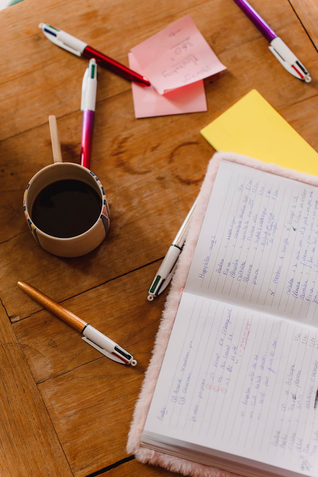 Femme en train de travailler avec un carnet jaune - accompagnement  entrepreneurs