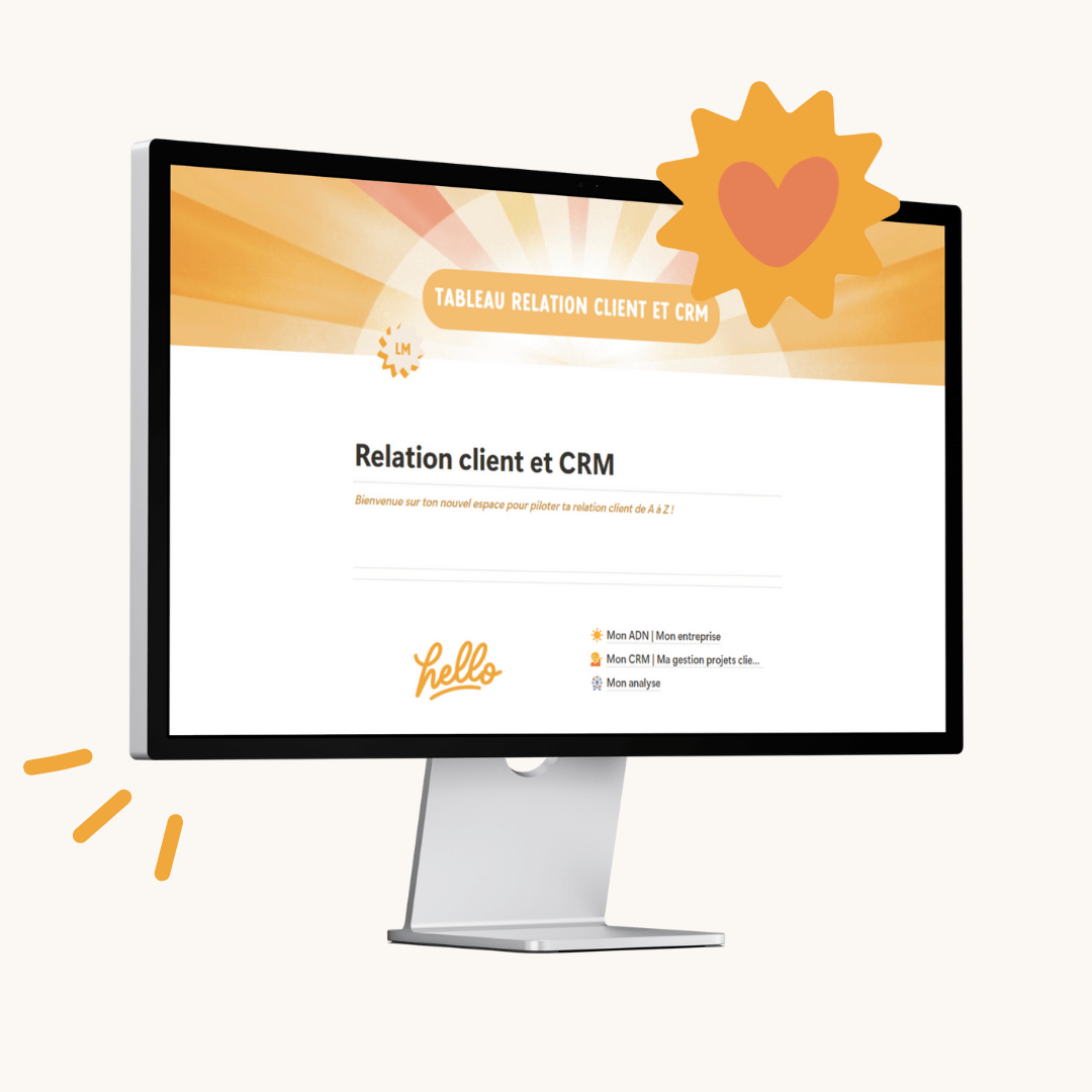 CRM NOTION MOODENTREPRENEURS icône solei sur fond de ciel jaune