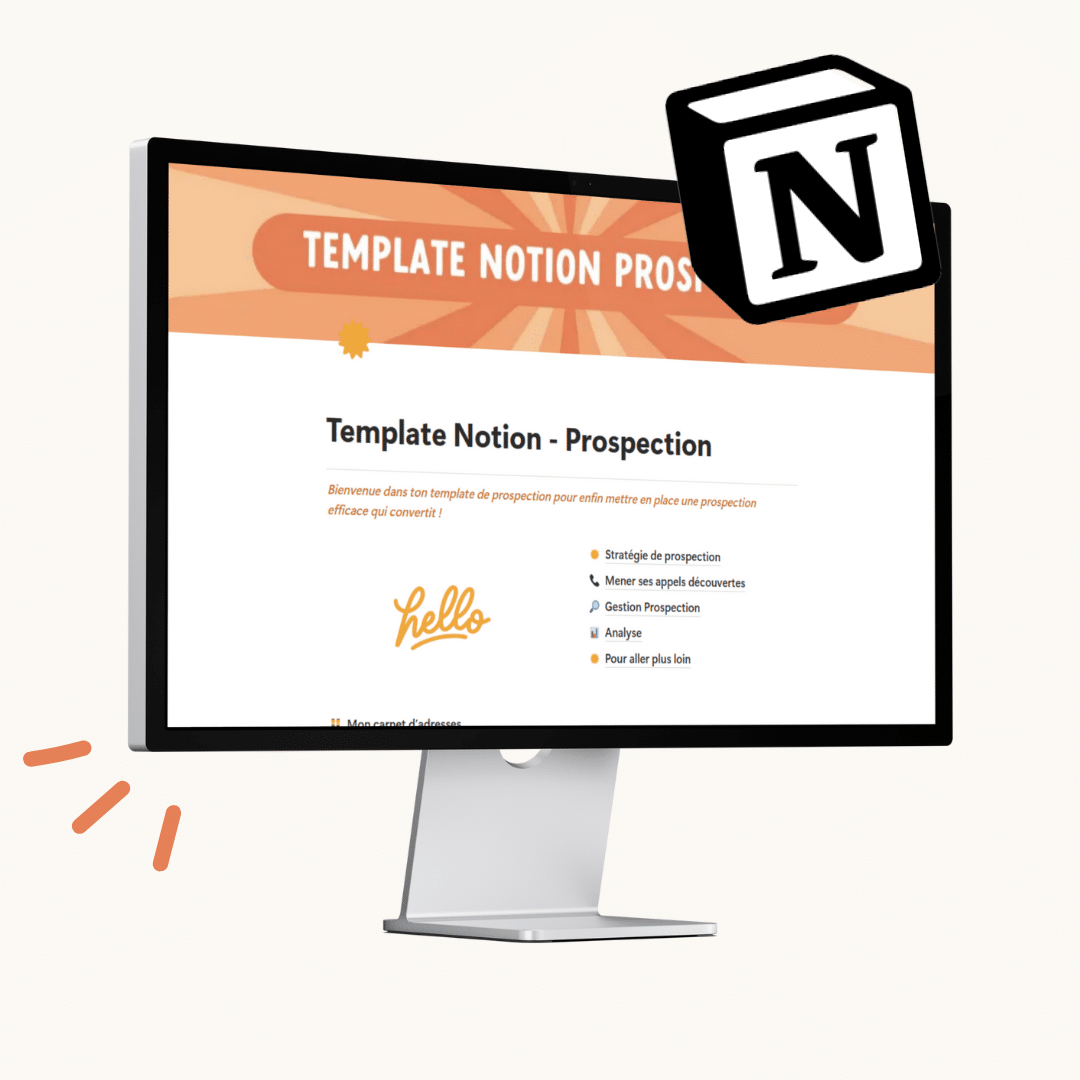 template-notion-prospection icône solei sur fond de ciel jaune